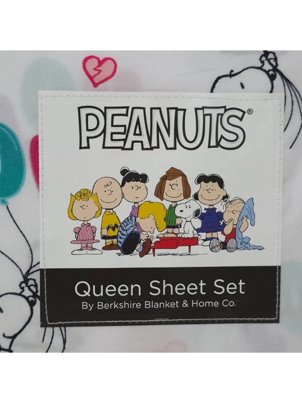 Peanuts Love Balloon Snoopy Queen Sheet Set Valentines Bedding Heart